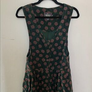 Vintage Woolrich Dark Green Midi Dress with Purple Floral Print
